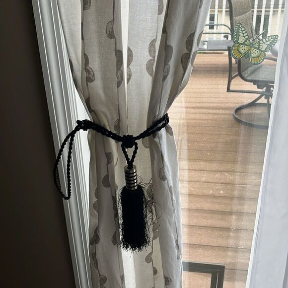 Versailles Home Fashion Inc. Black Silver Tone Accents 24” Tiebacks Set of 2 - Picture 4 of 10